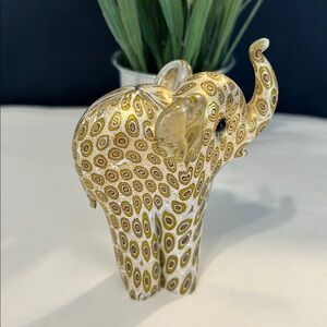 Lenox Ivory porcelain Elephant 24k gold body pattern Vintage trunk up elephant